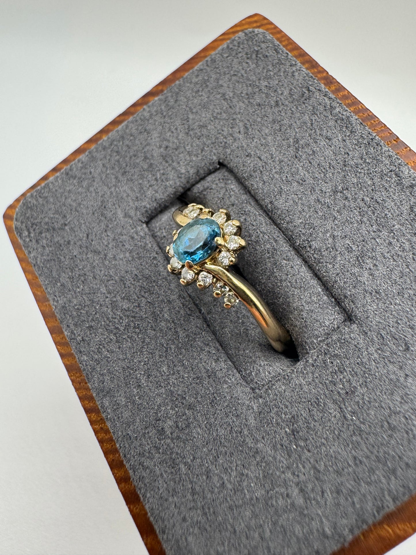 9ct gold blue topaz and diamond ring