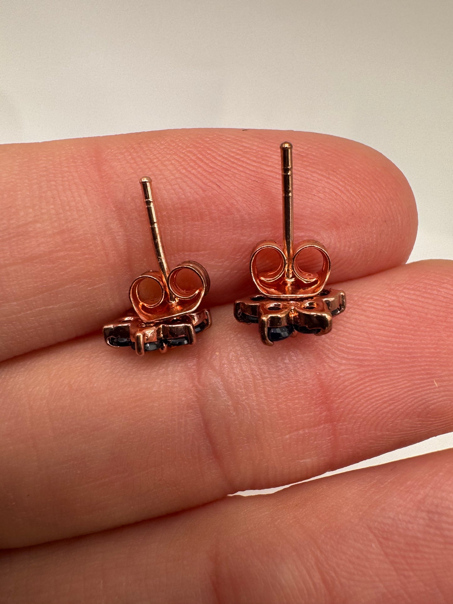 Silver sapphire cluster earrings