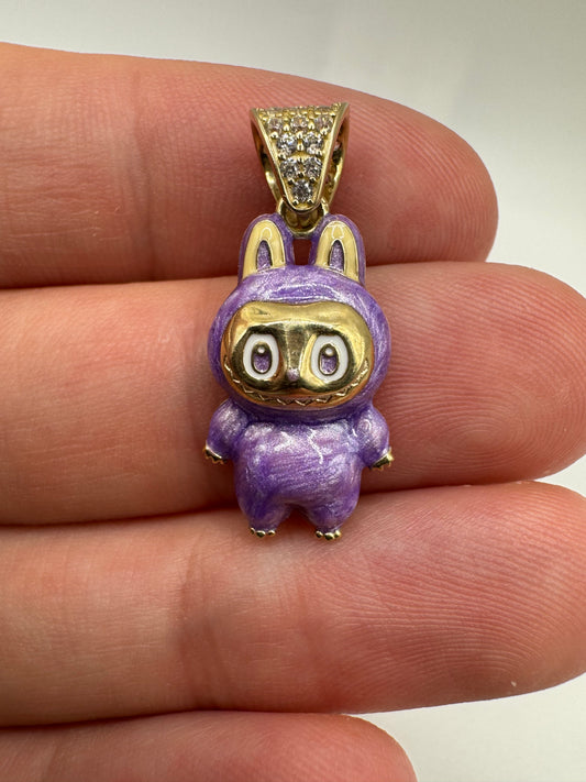 9ct gold 20mm enamelled character pendant