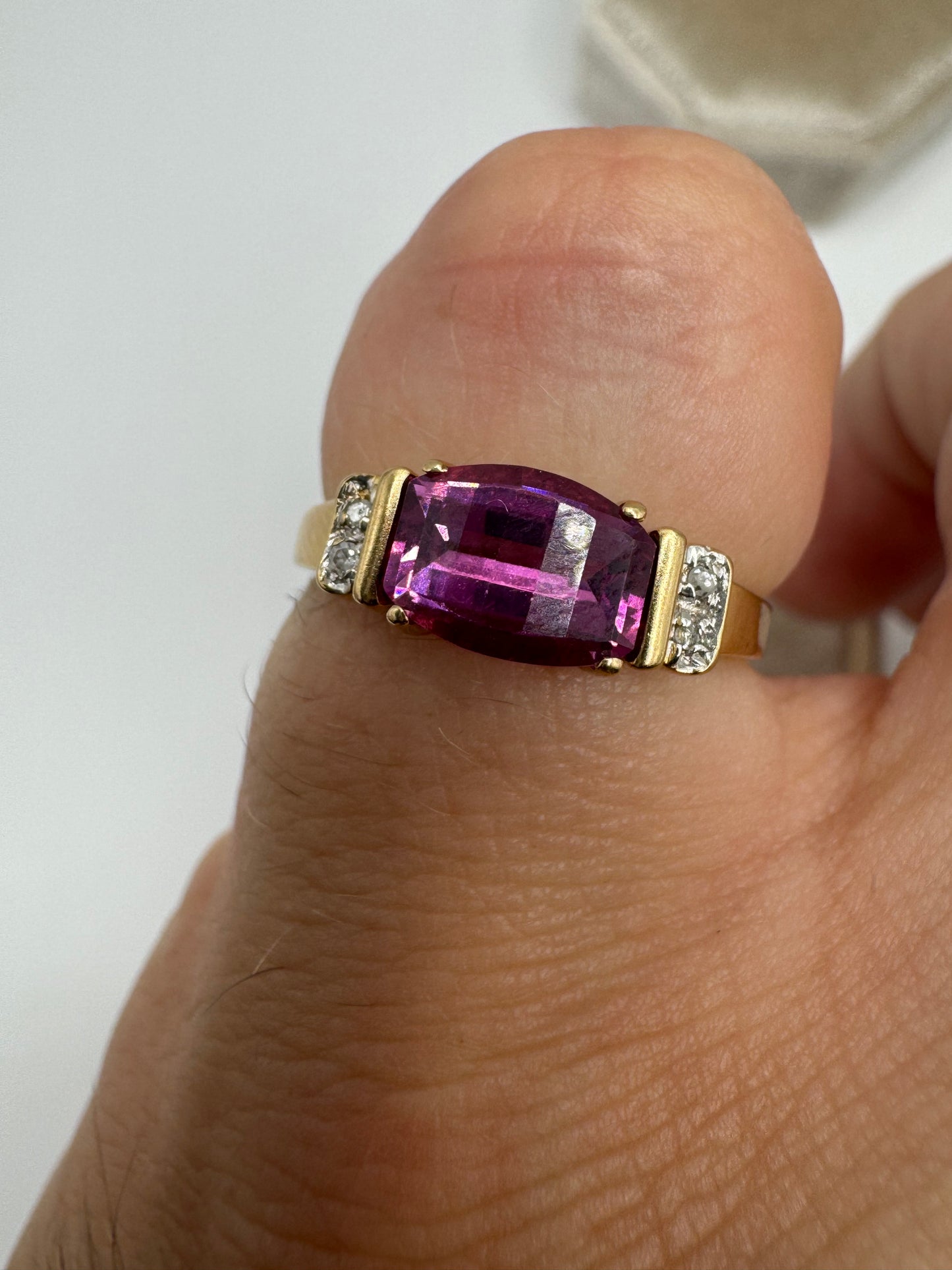 9ct gold tourmaline and diamond ring