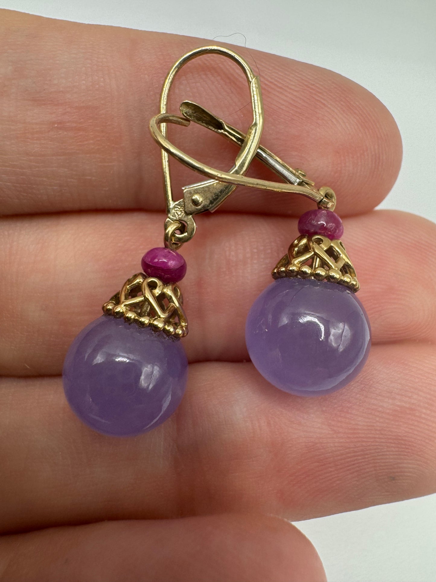 9ct gold jade and tourmaline earrings