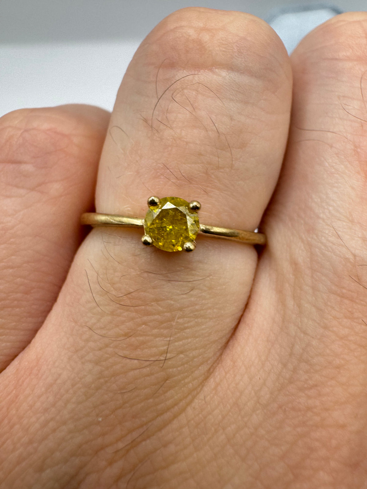 9ct gold yellow diamond solitaire ring