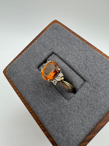 9ct gold citrine and zircon ring