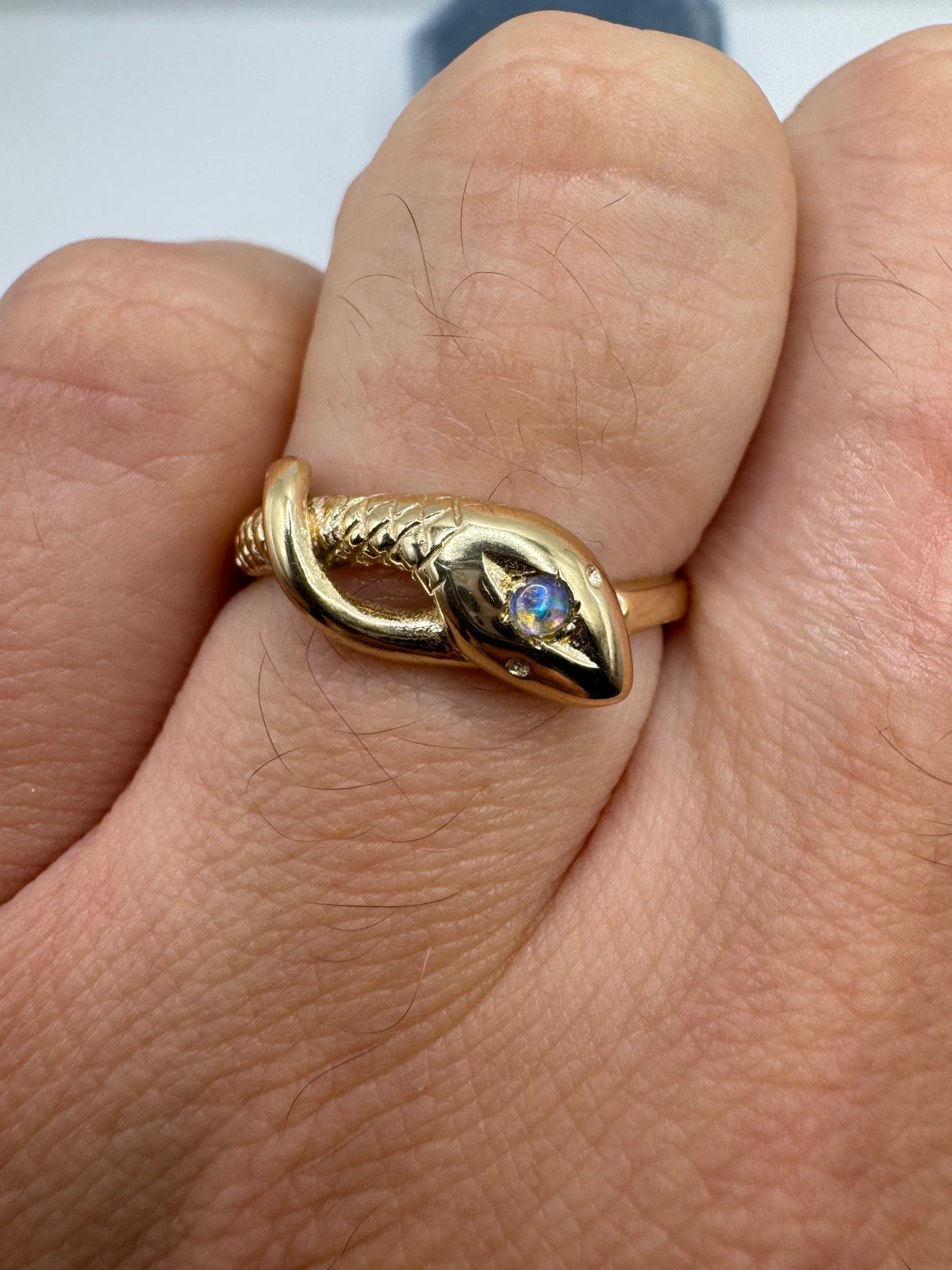 9ct gold moonstone snake ring