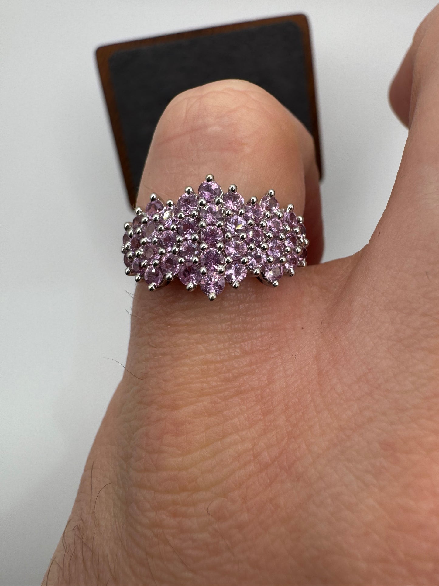 9ct gold pink sapphire cluster ring