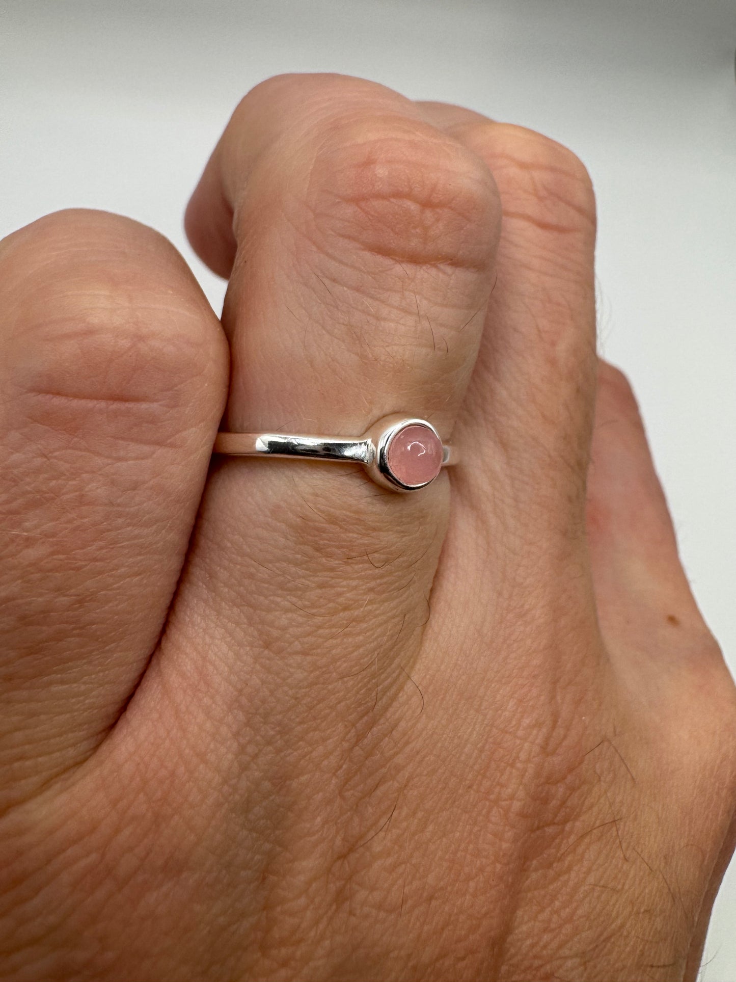 Silver rose quartz ring (6-L1/2)