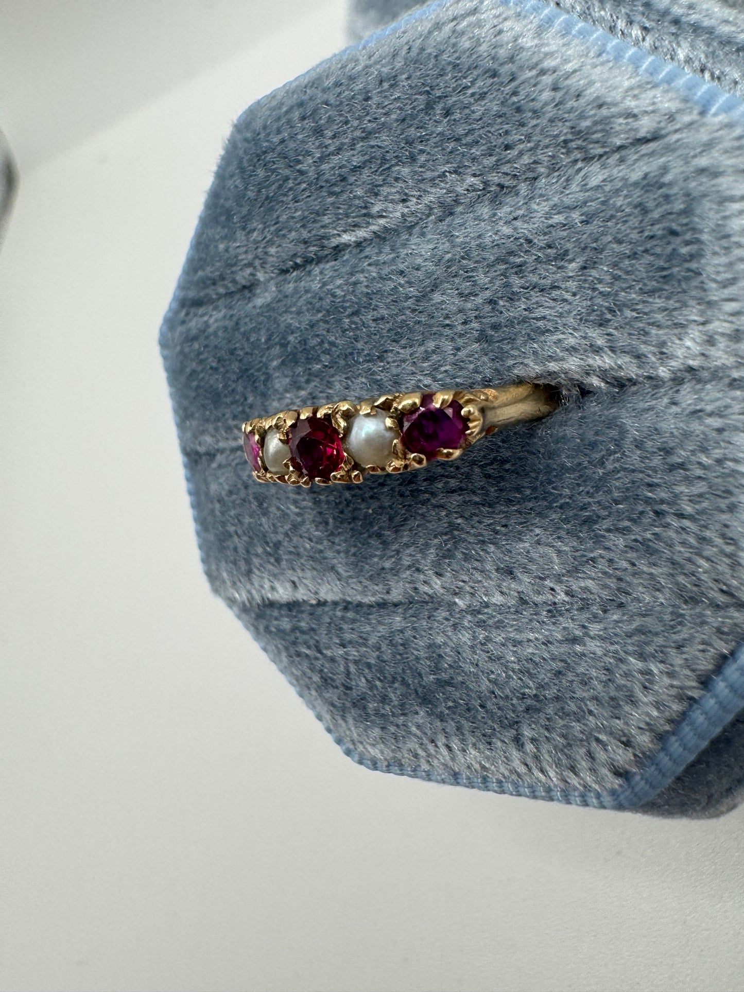 9ct gold ruby and pearl ring
