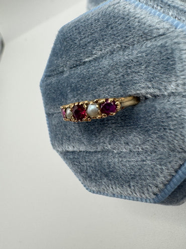 9ct gold ruby and pearl ring