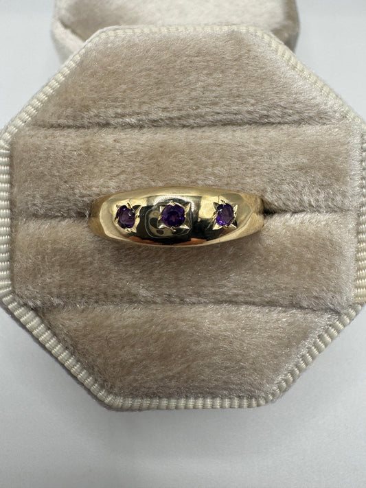 9ct gold amethyst gypsy ring