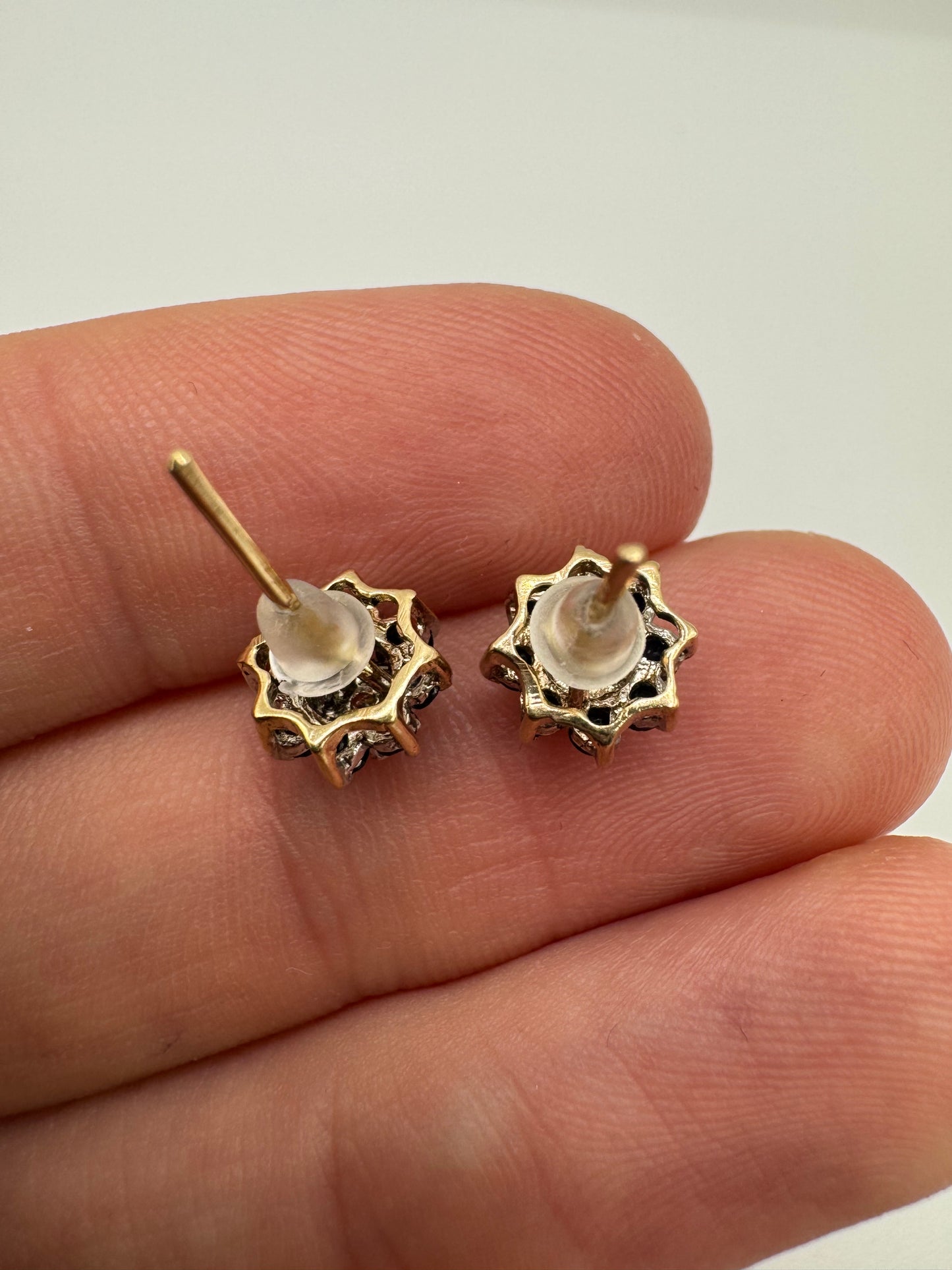 9ct gold sapphire and diamond earrings