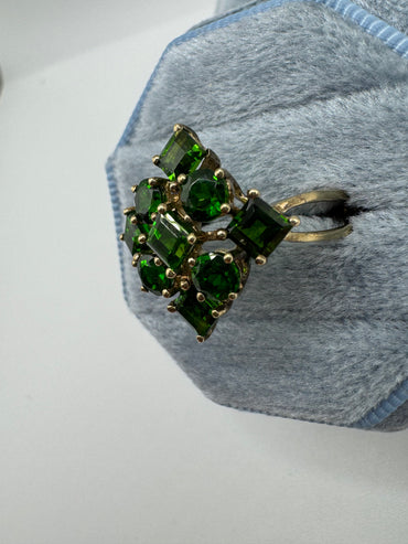 9ct gold diopside cluster ring