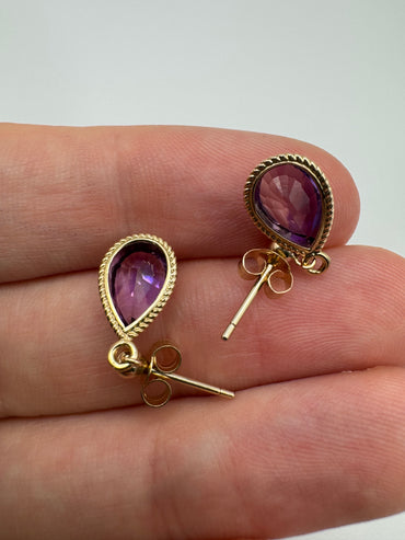 9ct gold amethyst earrings