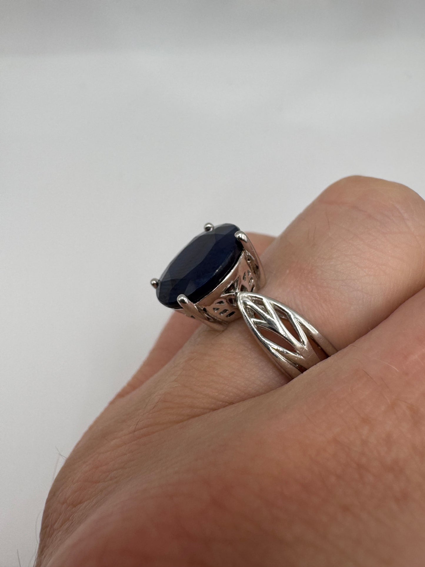 Silver kyanite ring