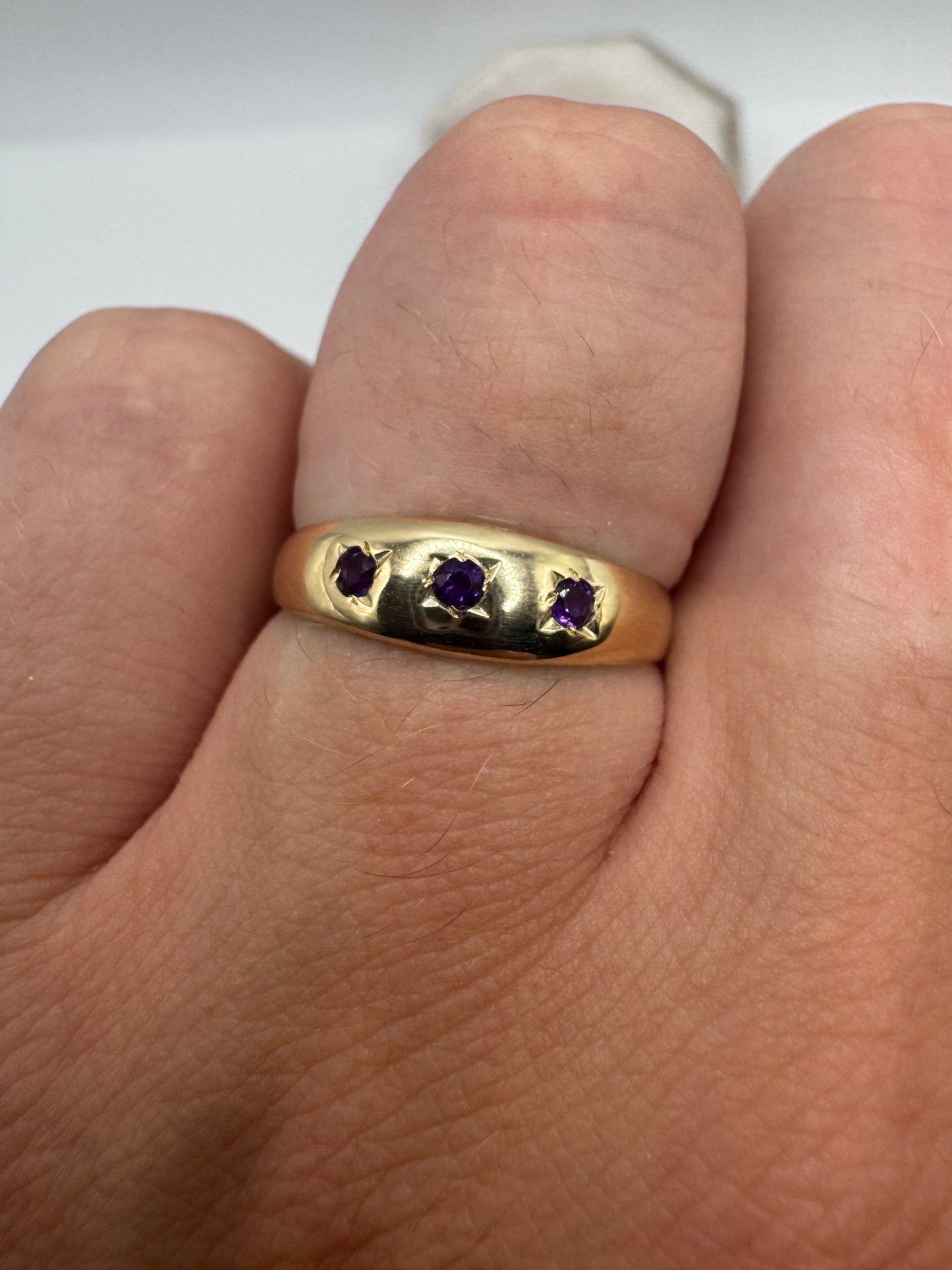 9ct gold amethyst gypsy ring