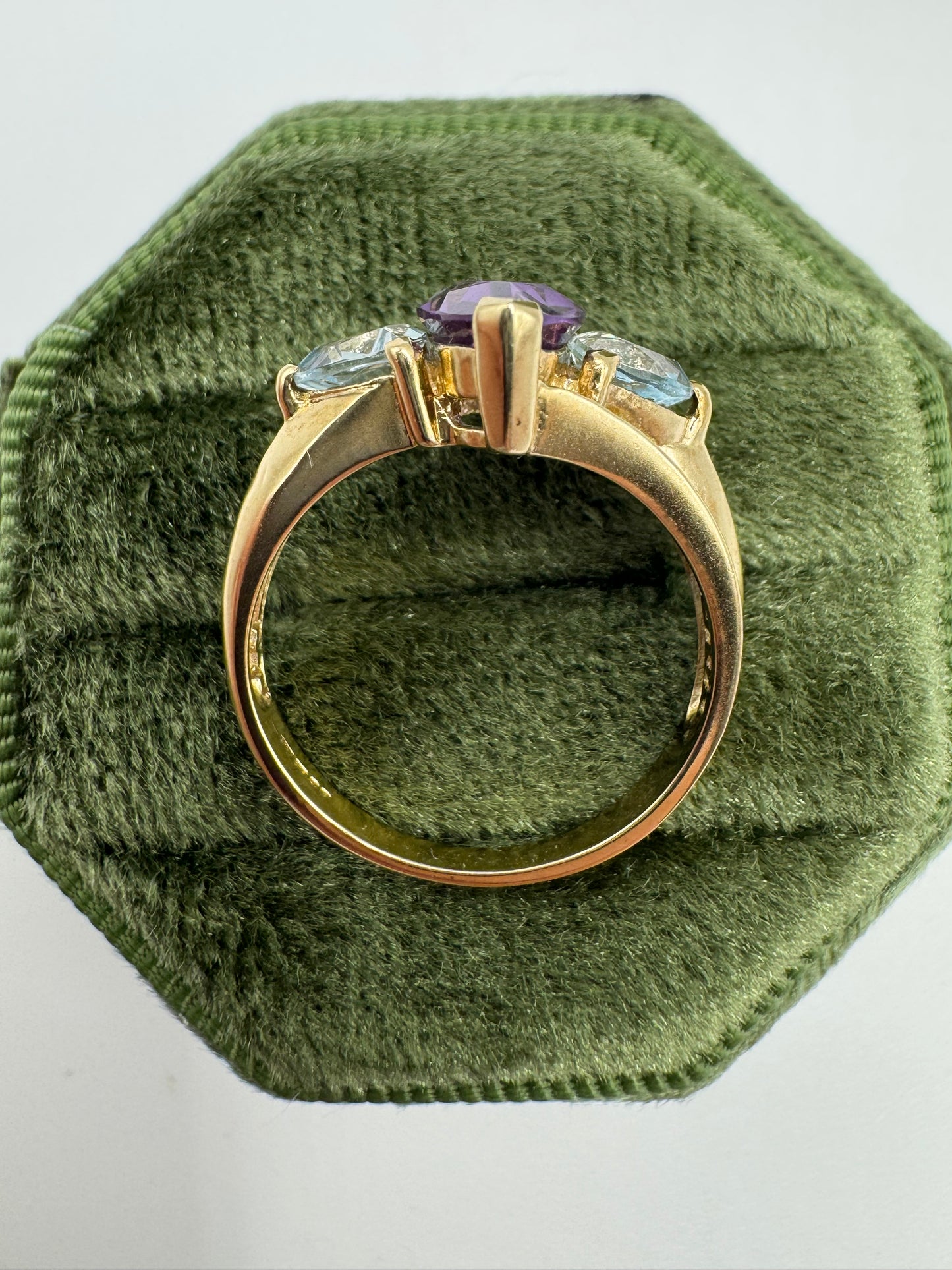 9ct gold amethyst and topaz ring