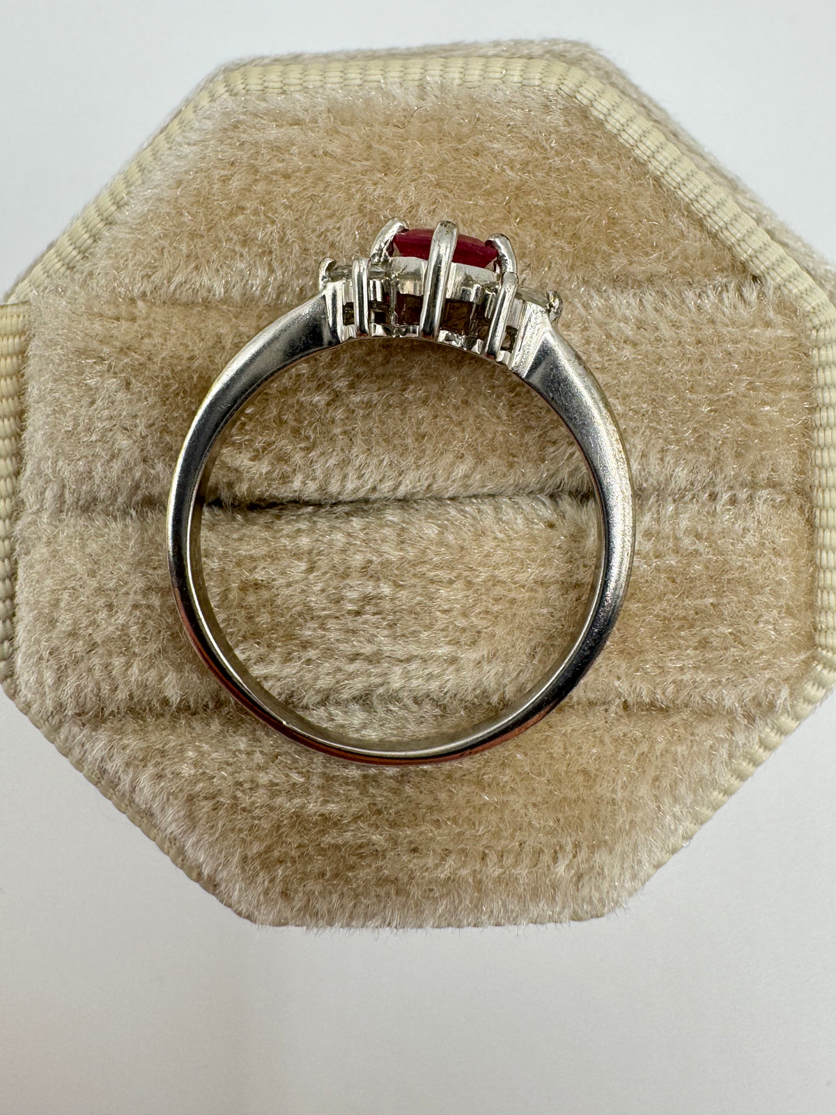 9ct white gold ruby and topaz ring