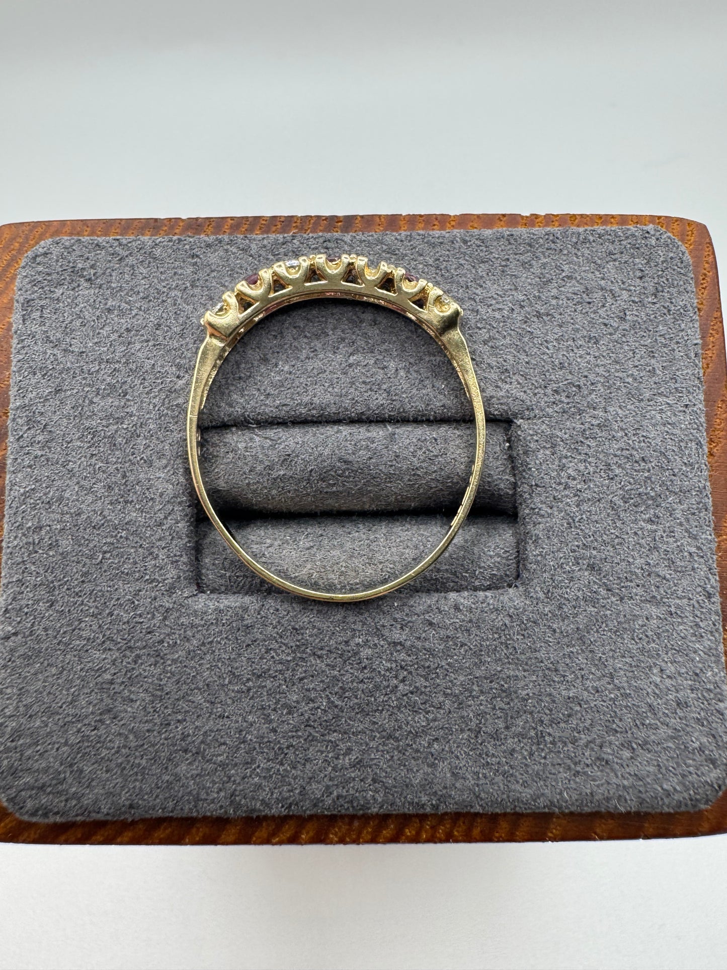 9ct gold ruby and cz ring