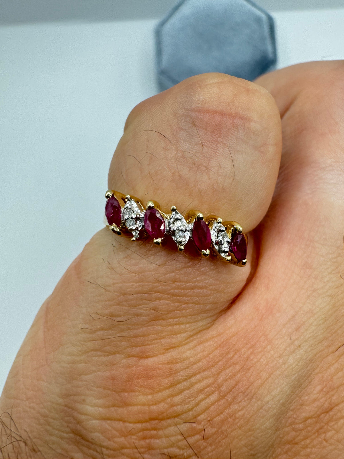9ct gold ruby and diamond ring
