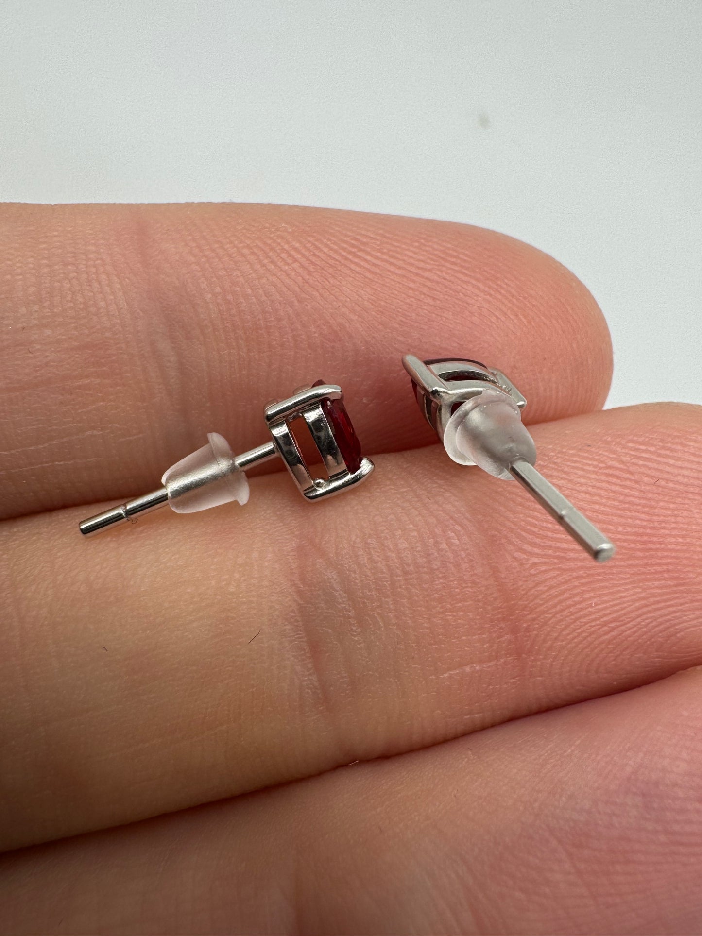 9ct white gold ruby earrings