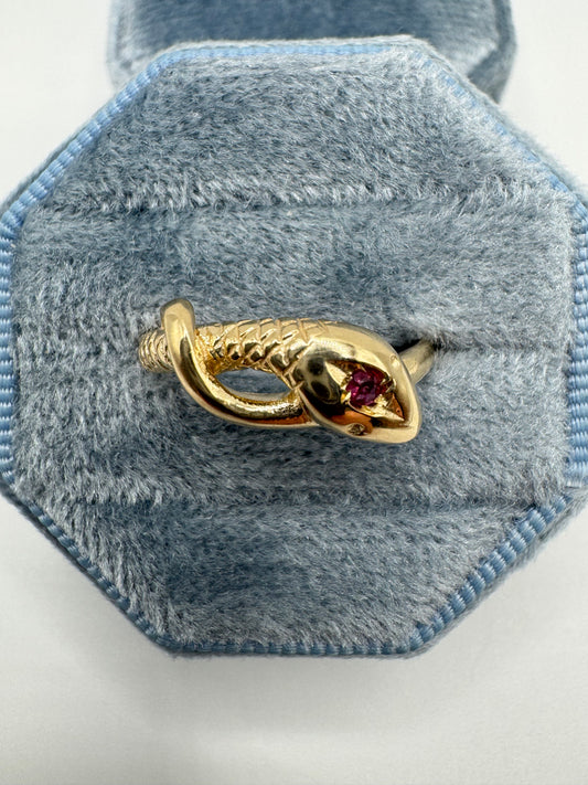 9ct gold ruby snake ring
