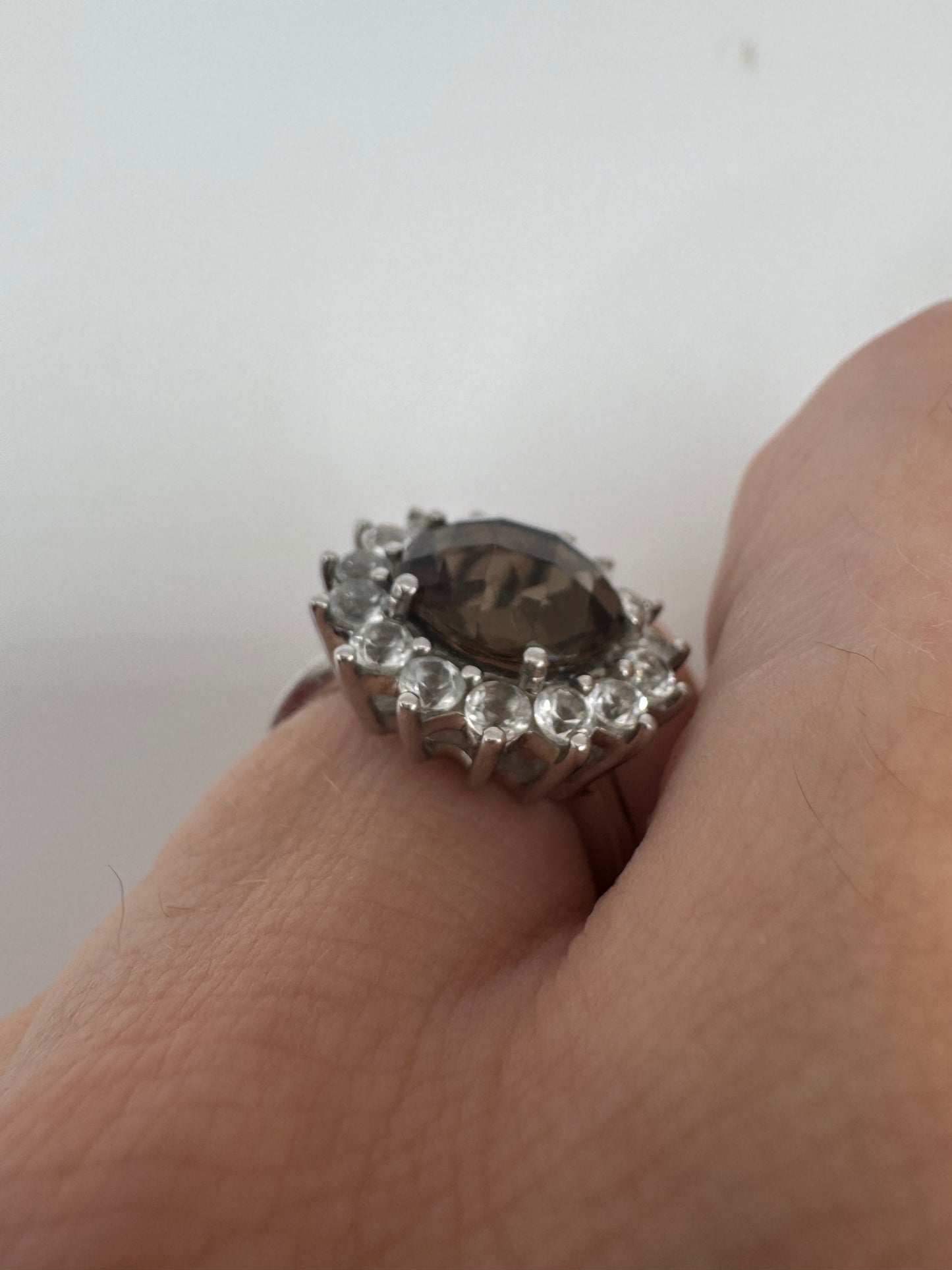 Silver Smokey quartz ring