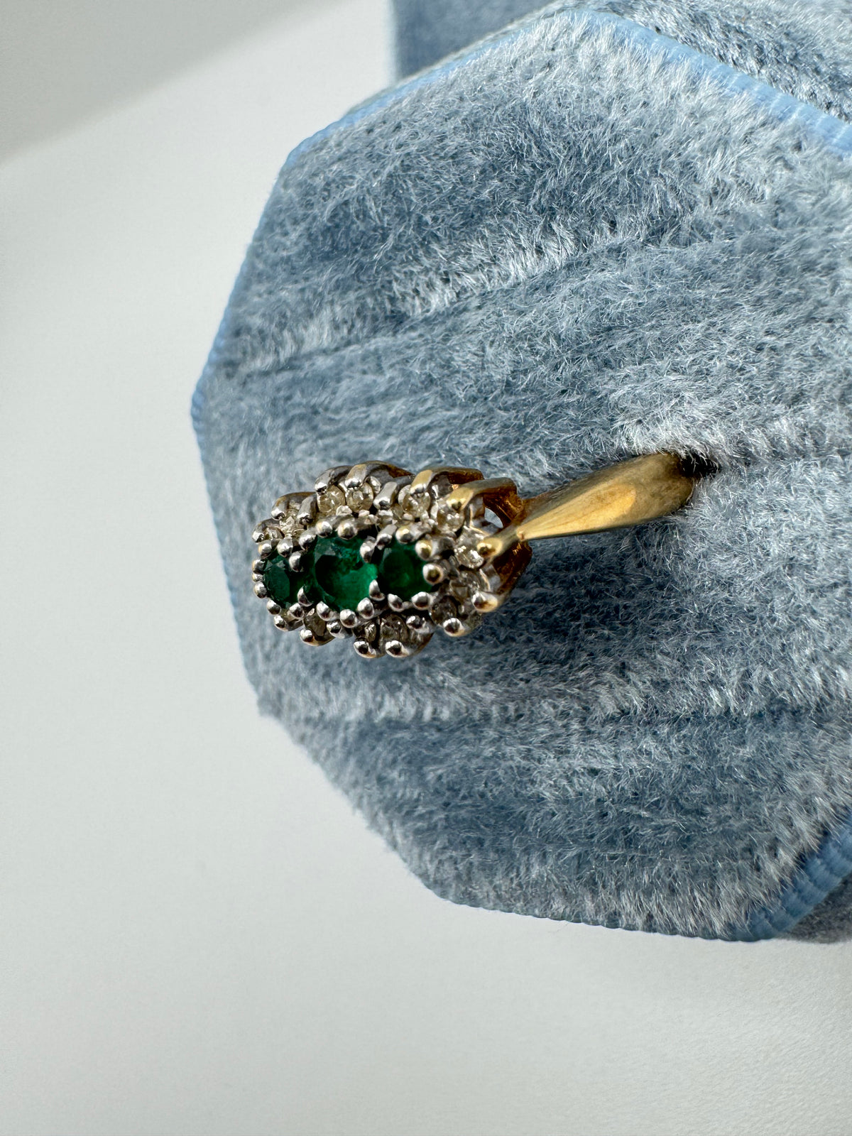 9ct gold emerald and diamond ring