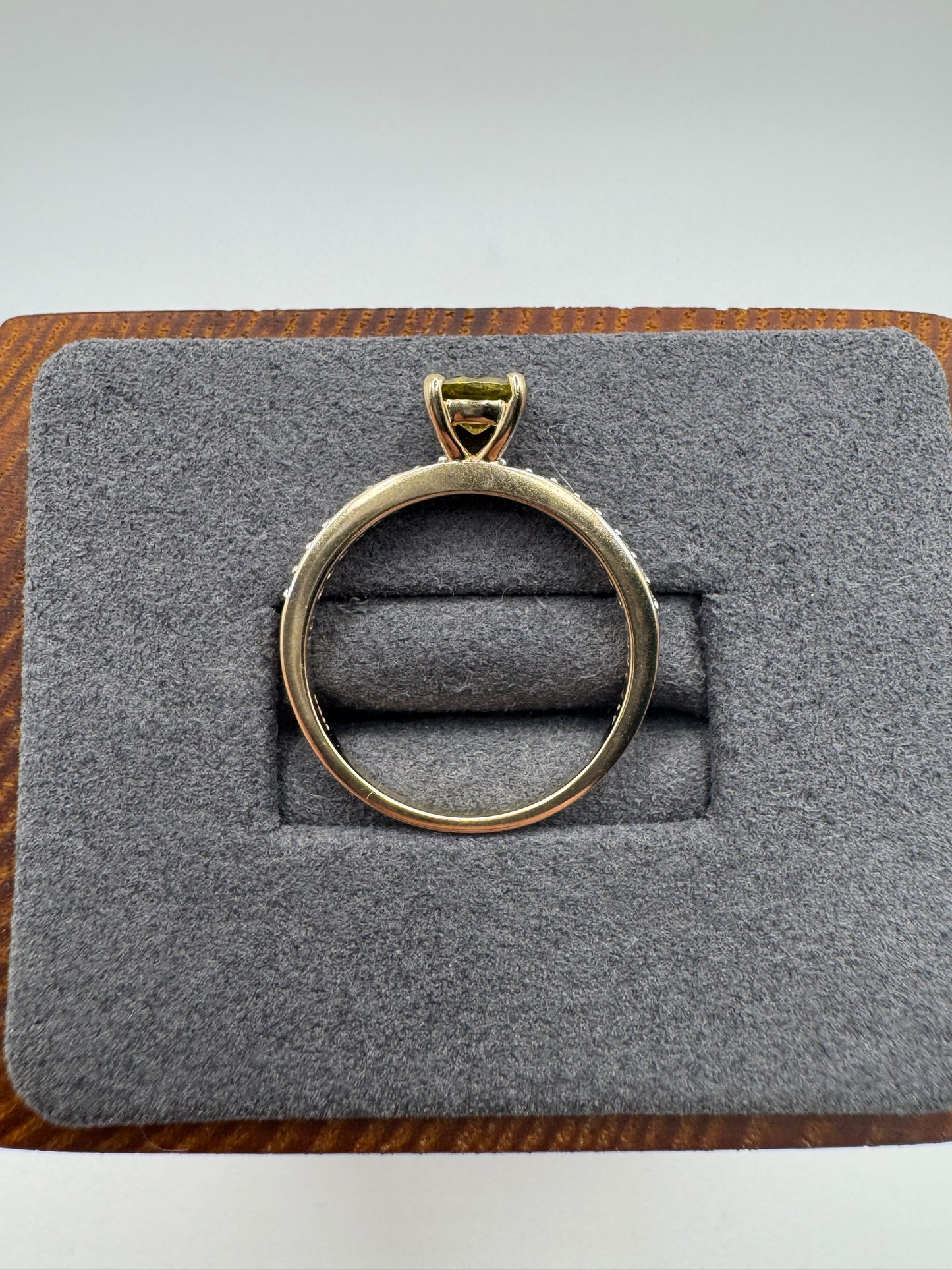 9ct gold sphene and zircon ring