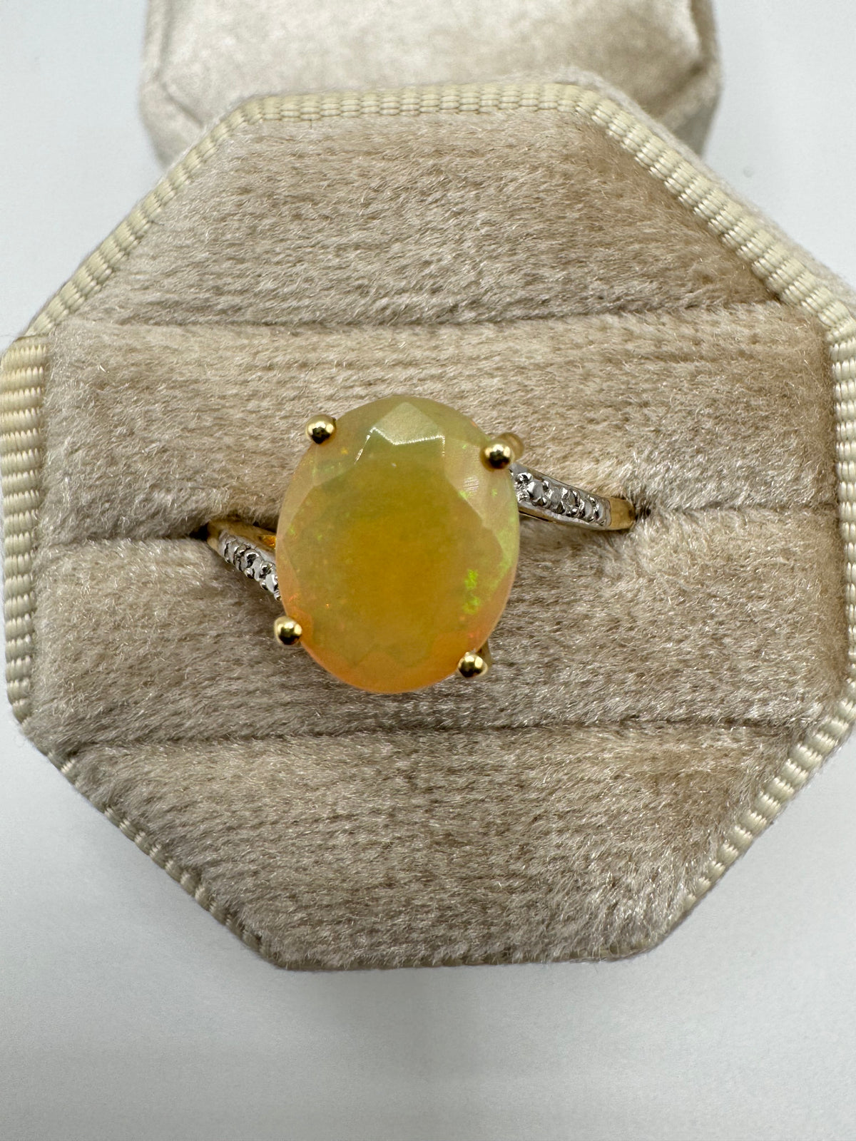 9ct gold opal and diamond ring