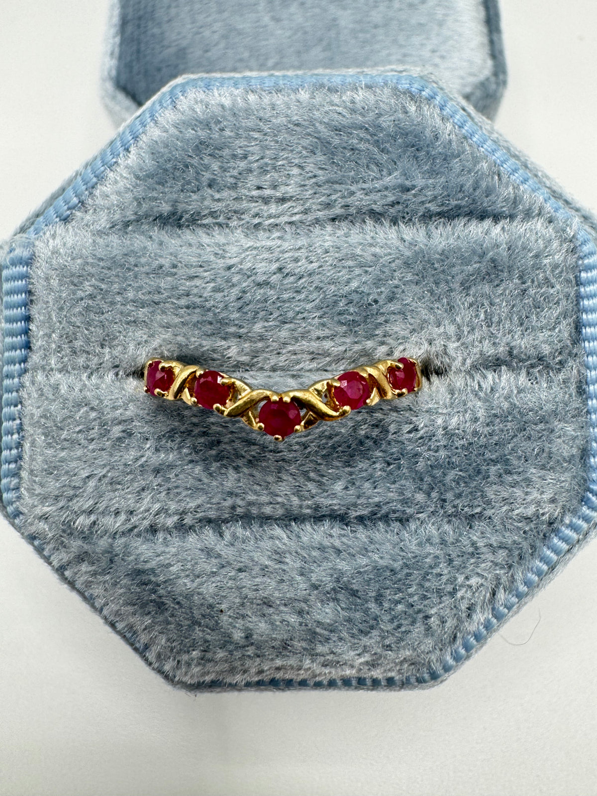 9ct gold ruby wishbone ring