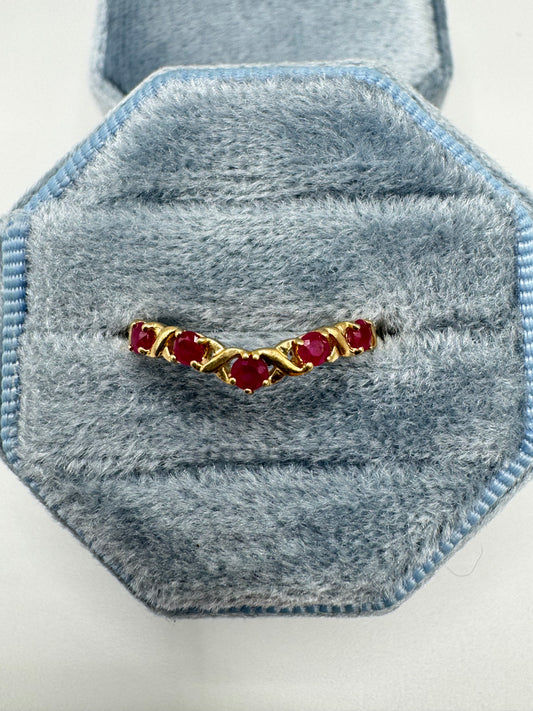 9ct gold ruby wishbone ring