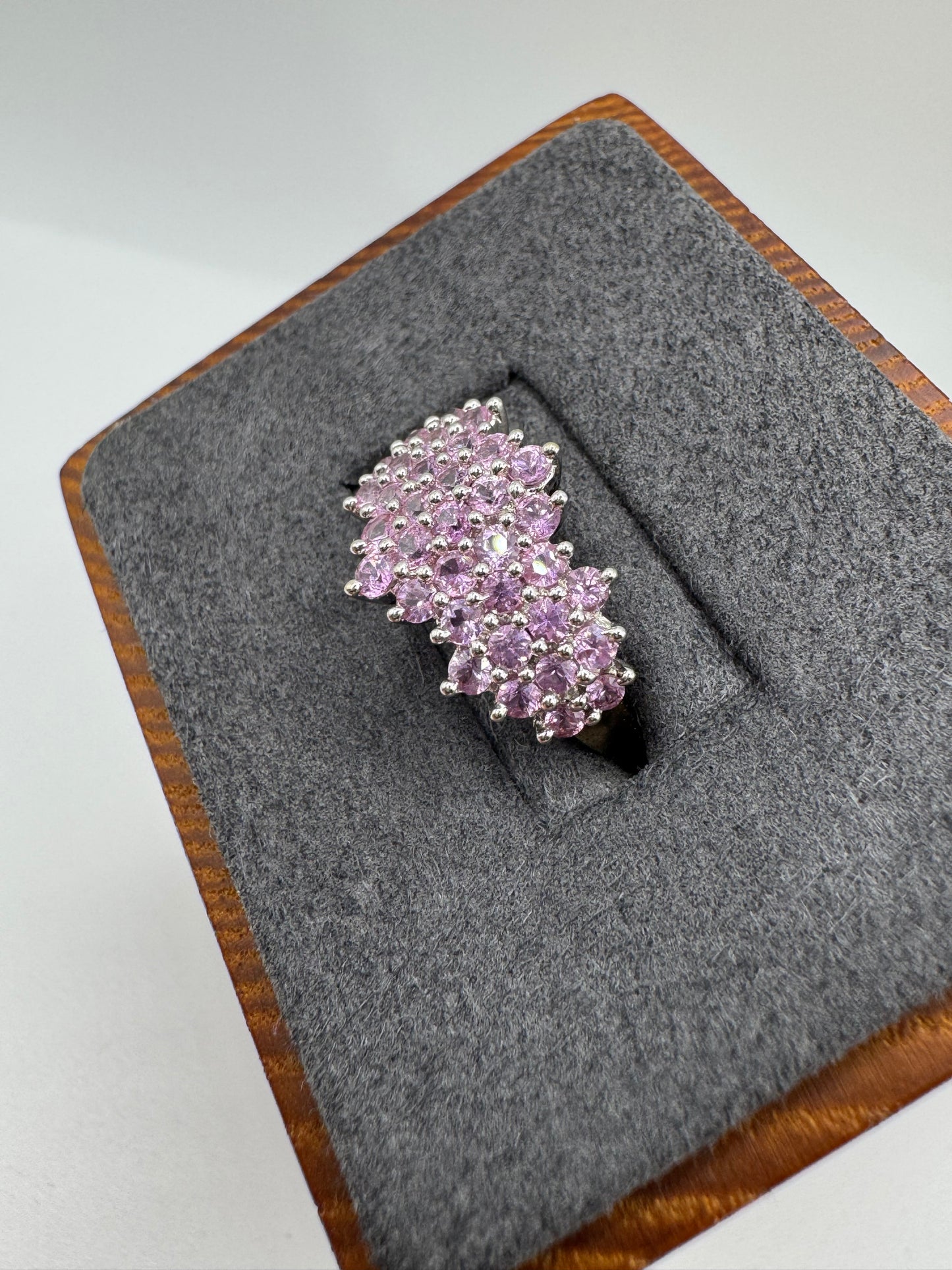 9ct gold pink sapphire cluster ring