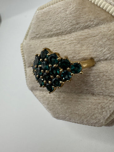 9ct gold teal tourmaline cluster ring