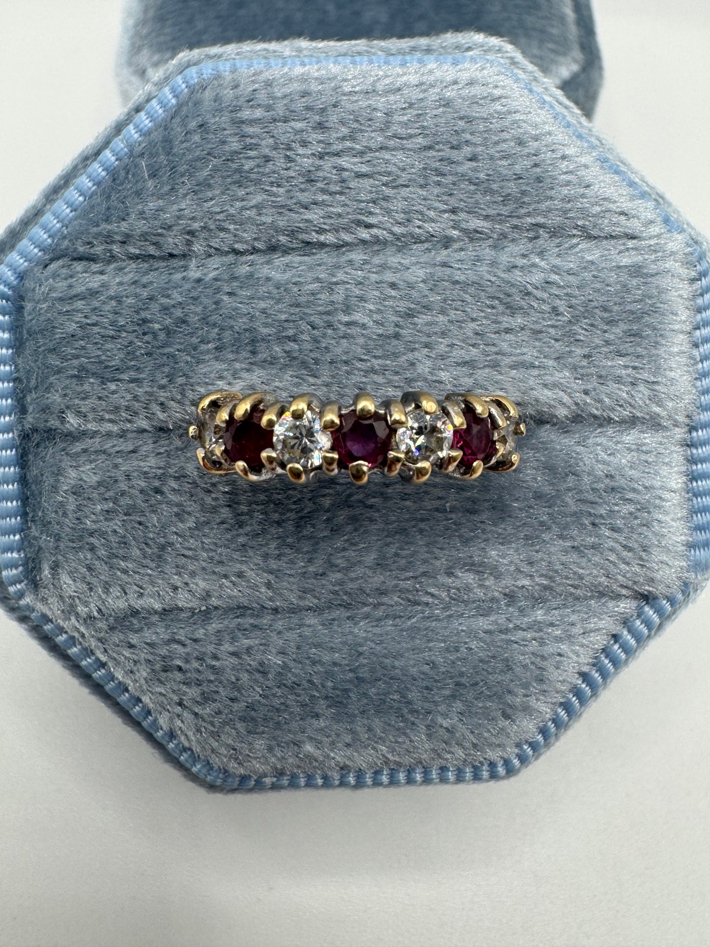 9ct gold ruby and cz ring