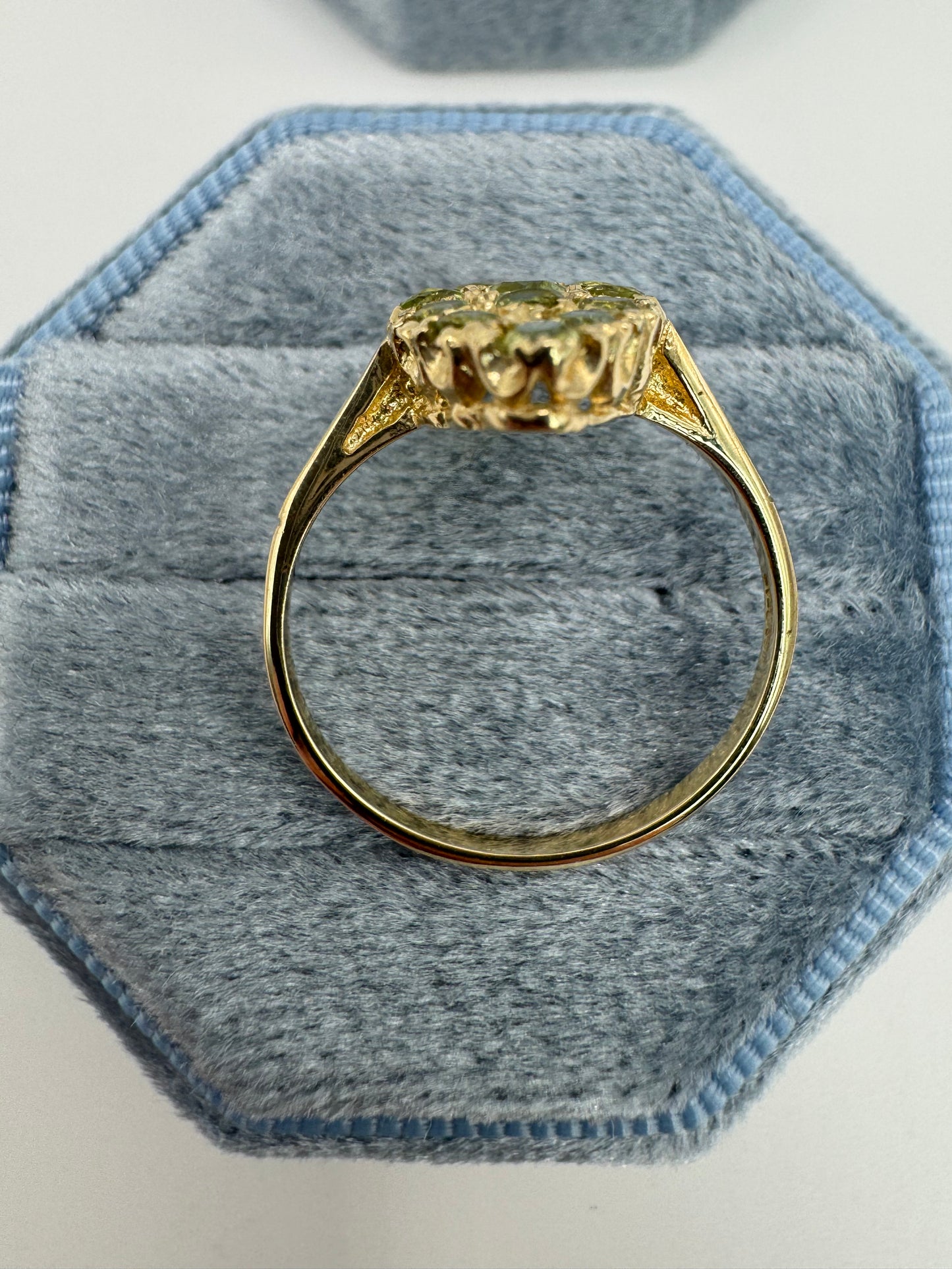 9ct gold peridot navette ring