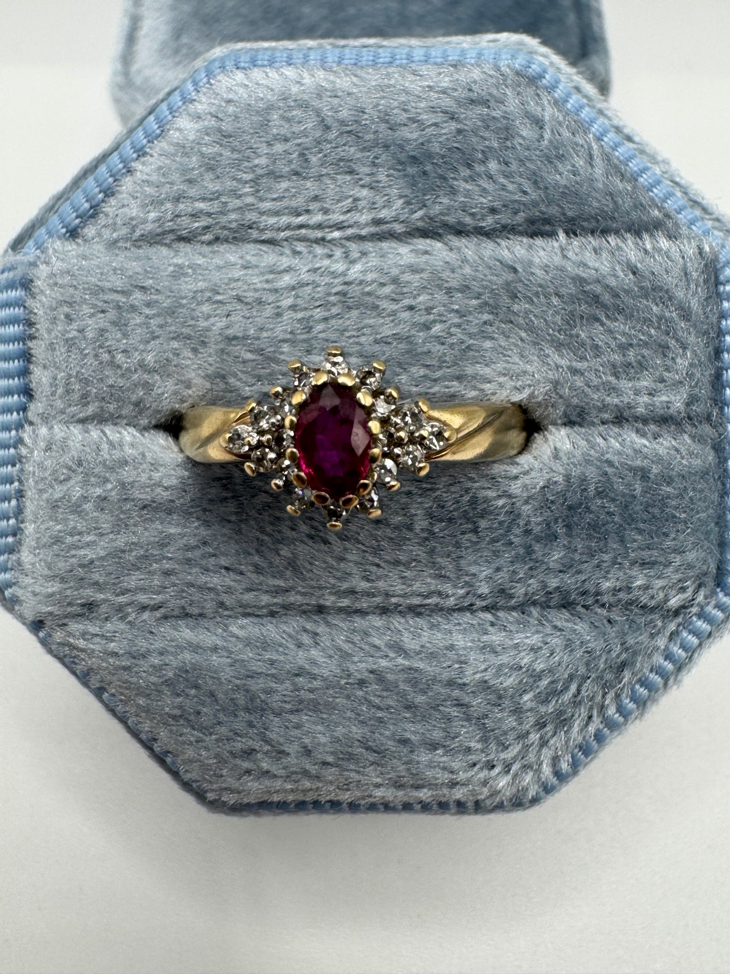9ct gold ruby and diamond ring