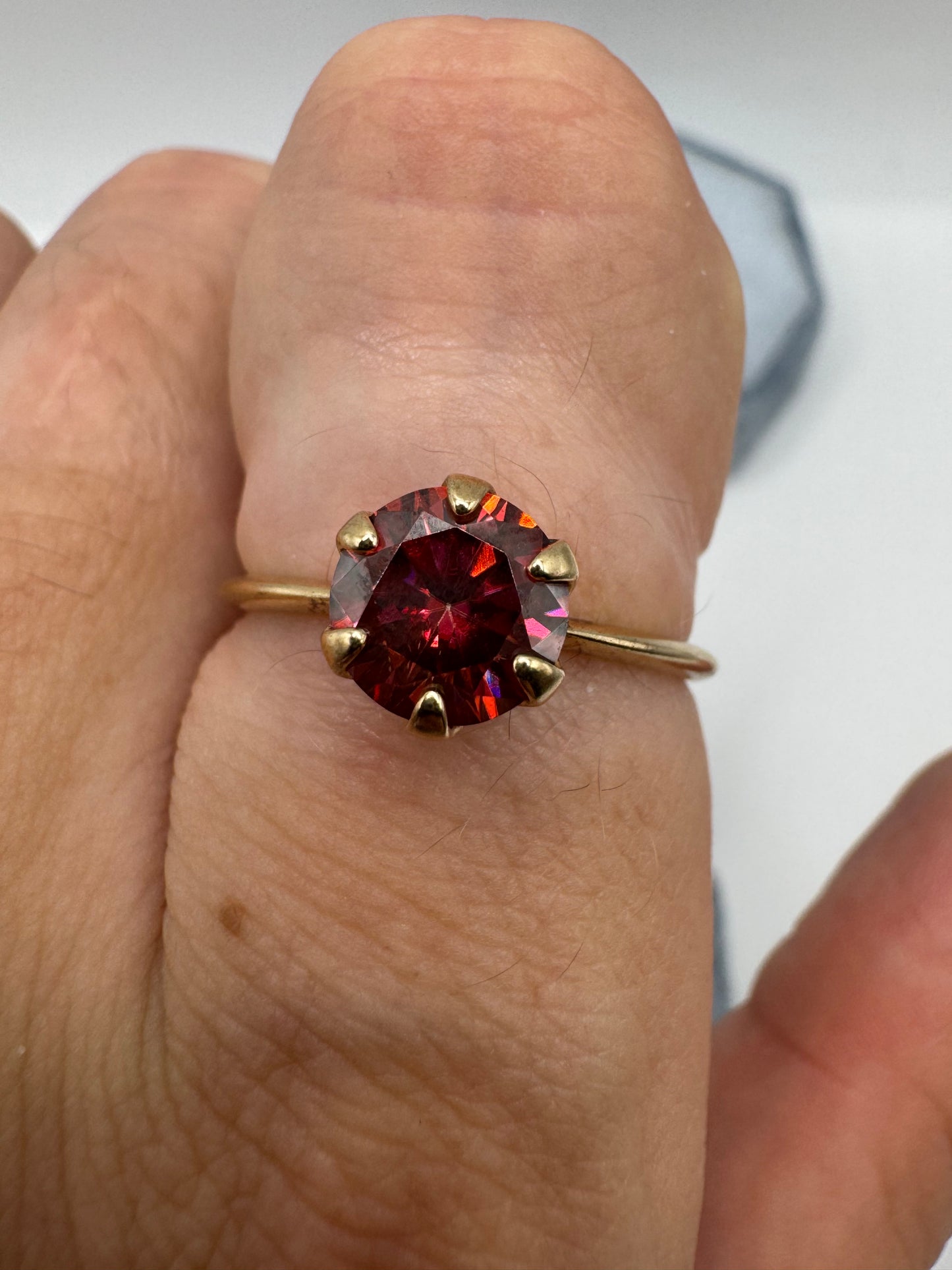 9ct gold red diamond solitaire ring