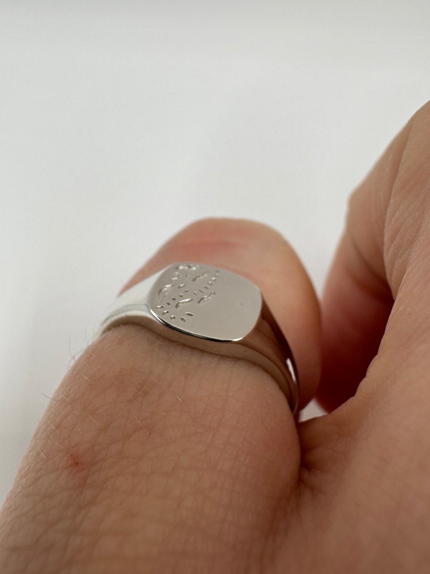 Silver engraved signet ring