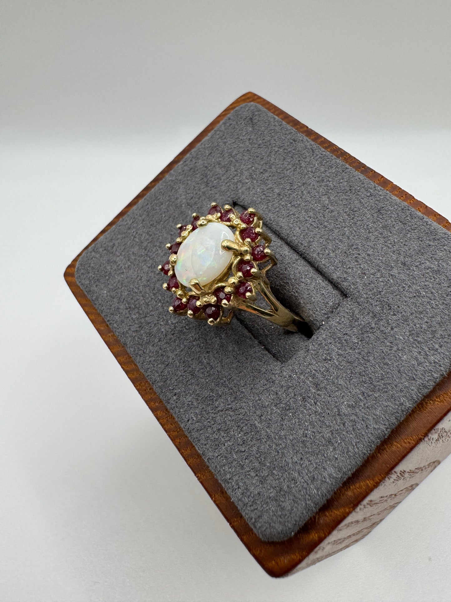 9ct gold ruby and opal ring