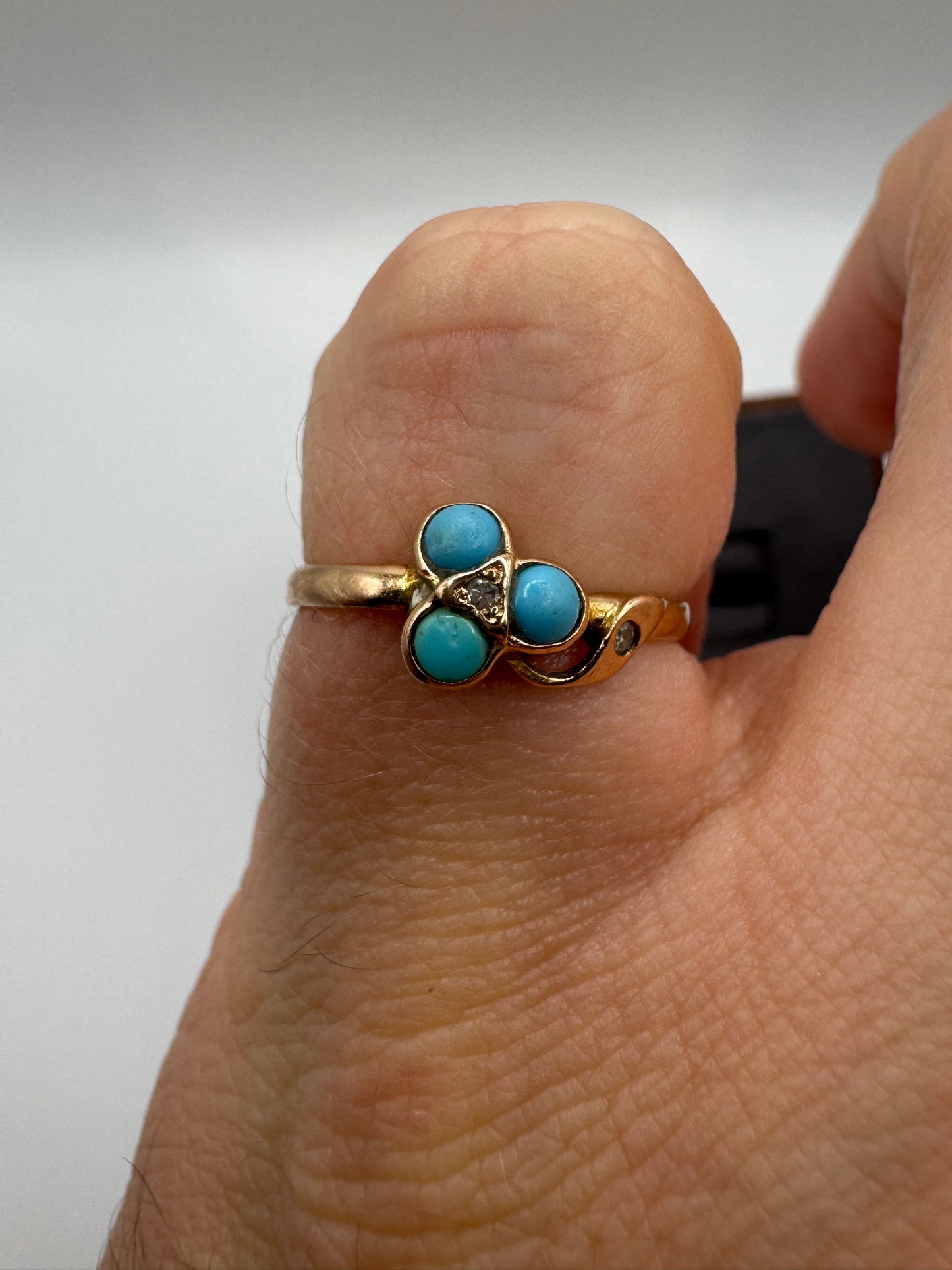 9ct rose gold turquoise and diamond ring