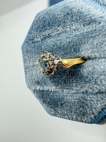 9ct gold aquamarine and diamond ring