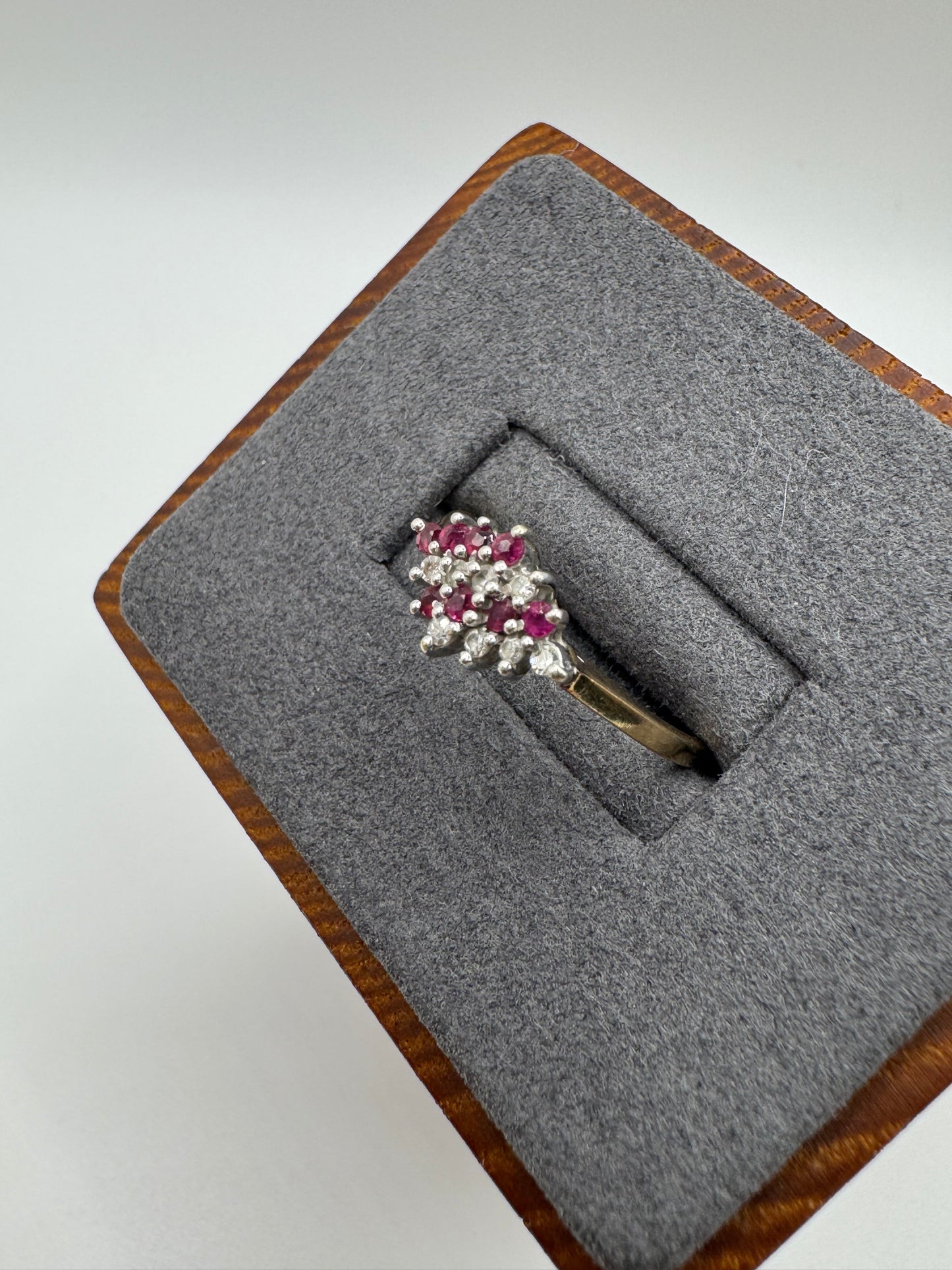 9ct gold ruby and diamond ring