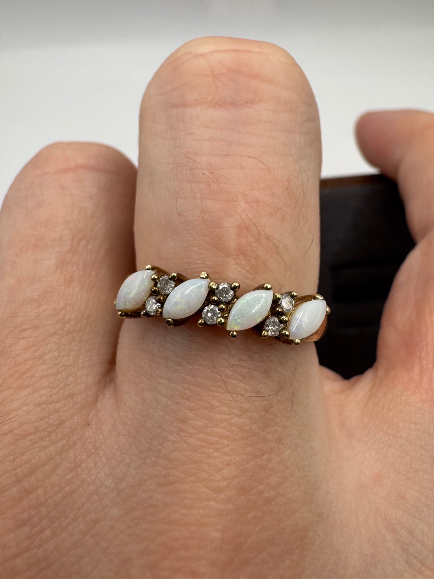 9ct gold opal and diamond ring