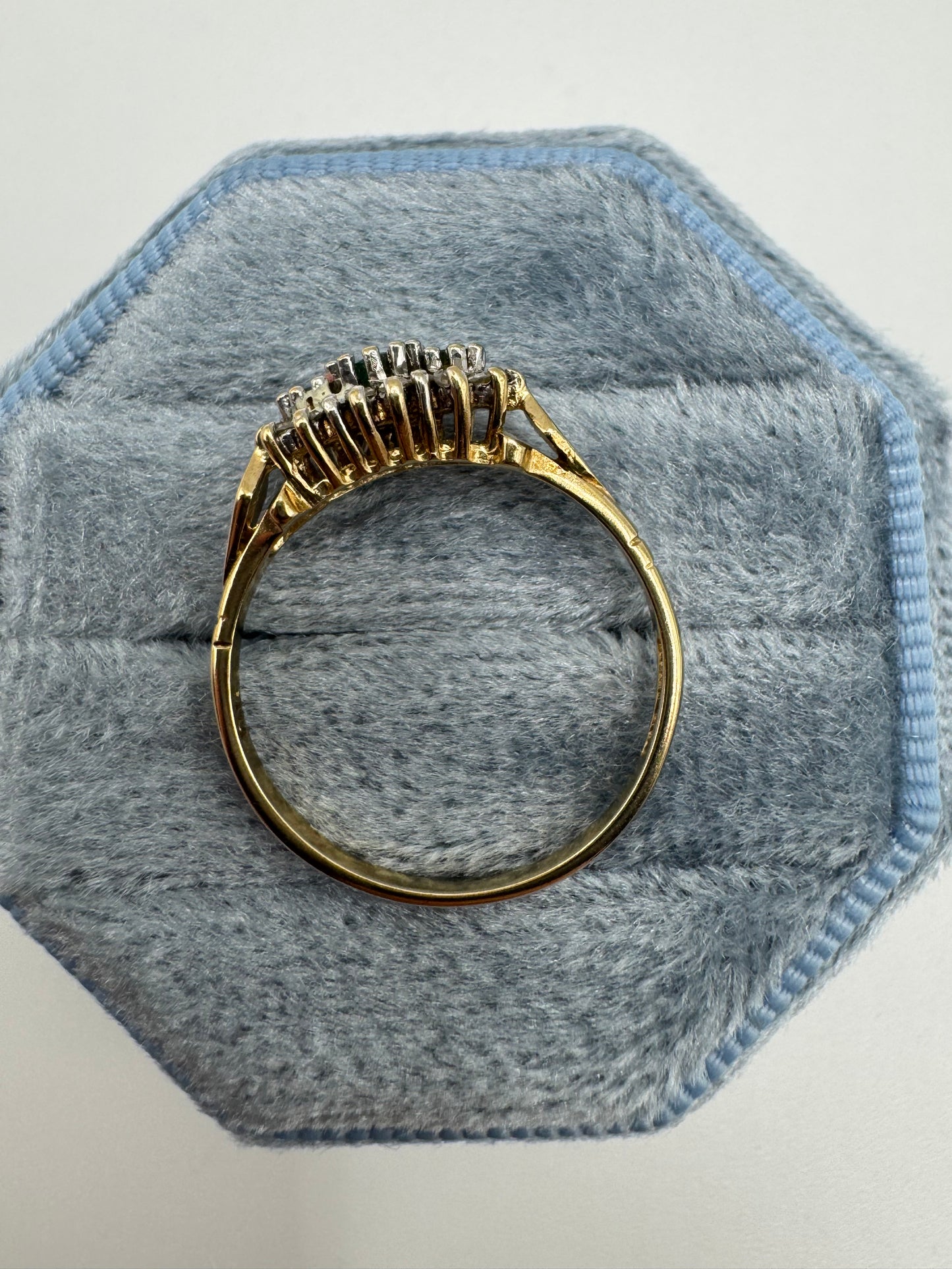 9ct gold emerald and diamond ring