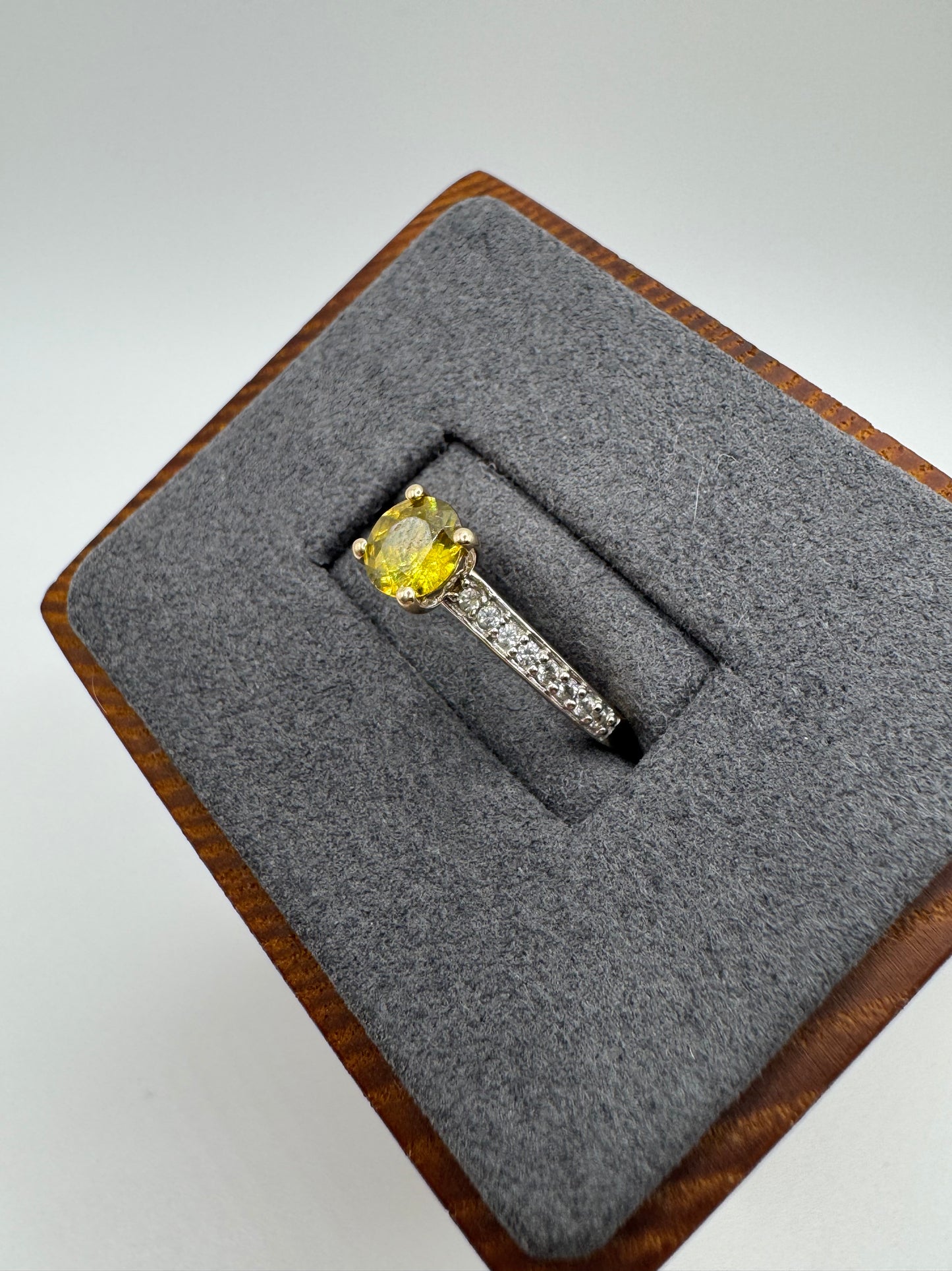 9ct gold sphene and zircon ring