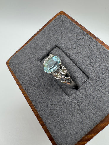 9ct white gold topaz and diamond ring