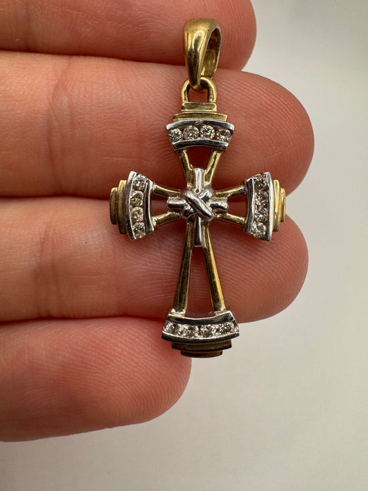 9ct gold 25 point diamond cross pendant