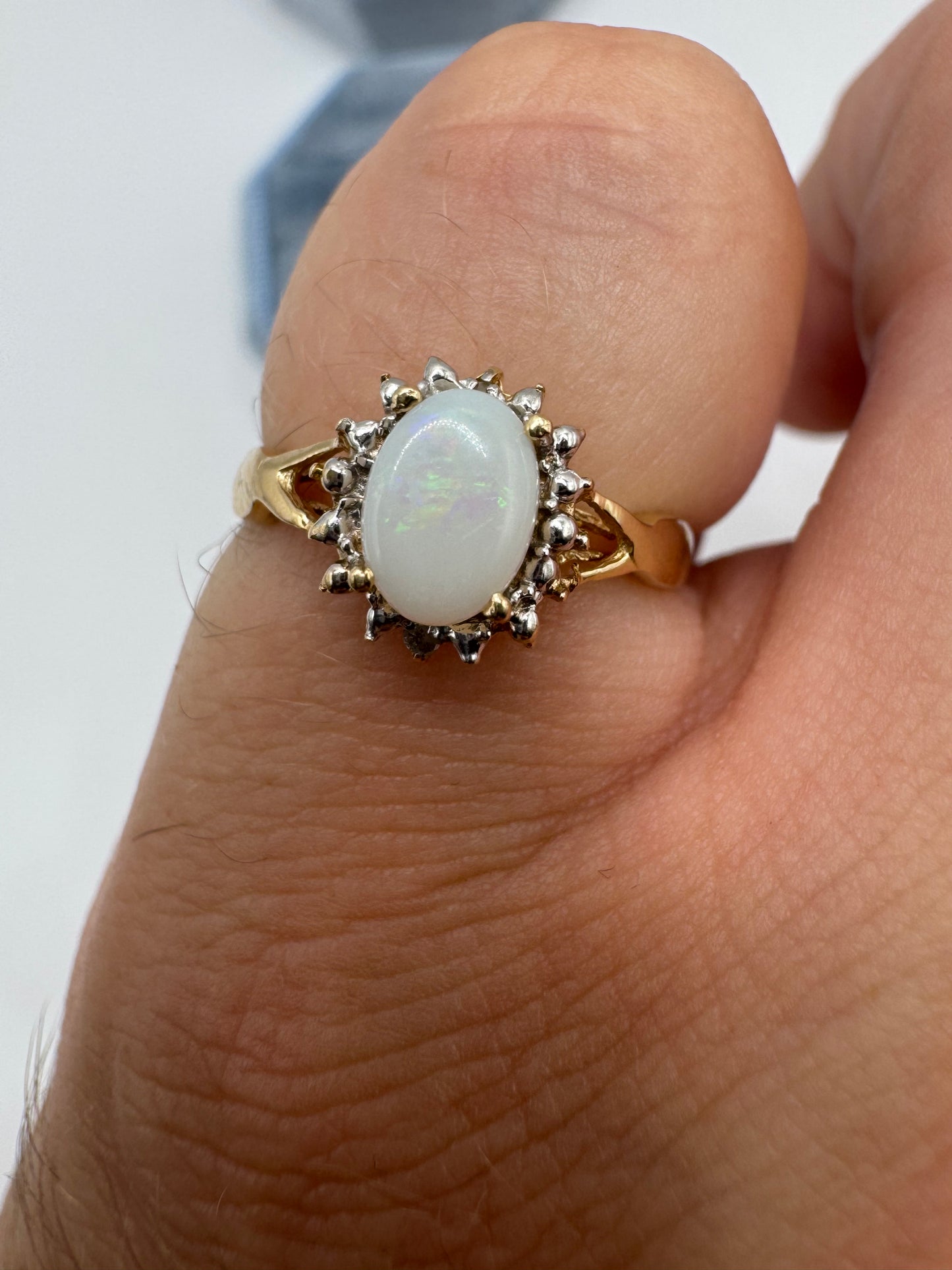 9ct gold opal and diamond ring