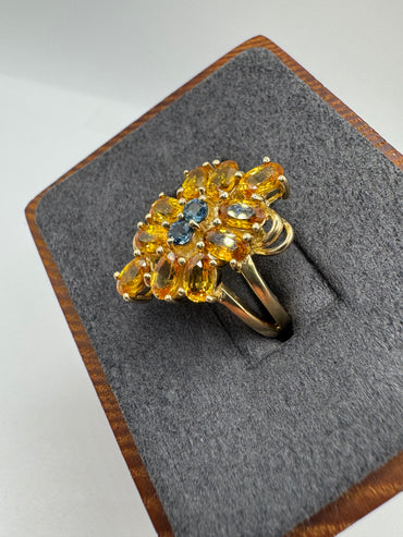 9ct gold sapphire cluster ring