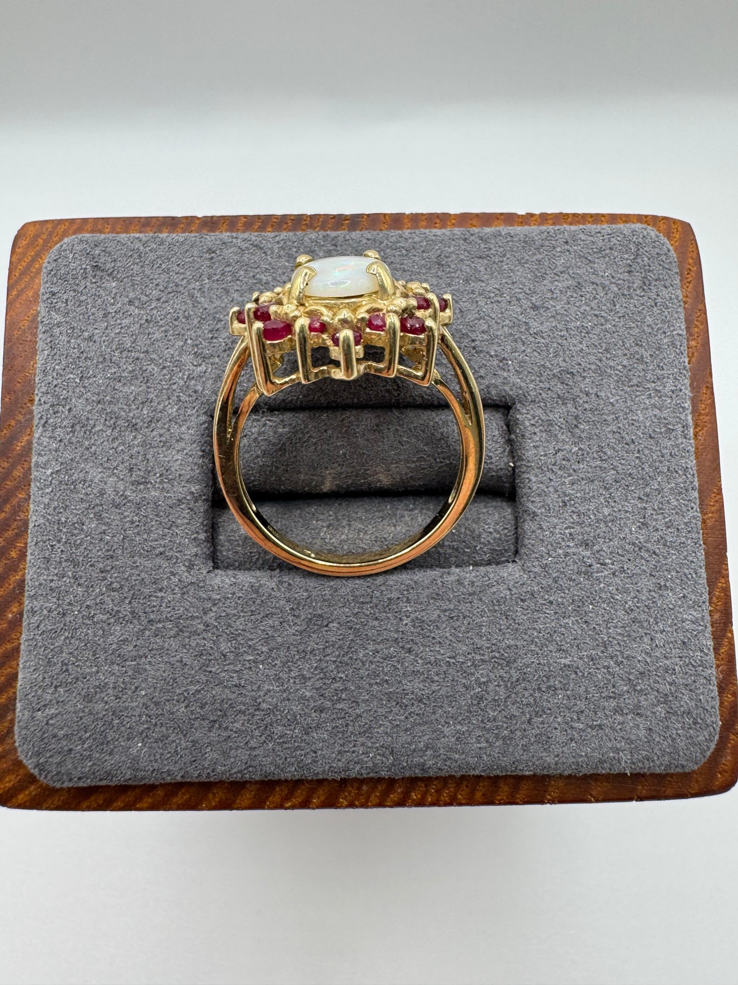 9ct gold ruby and opal ring