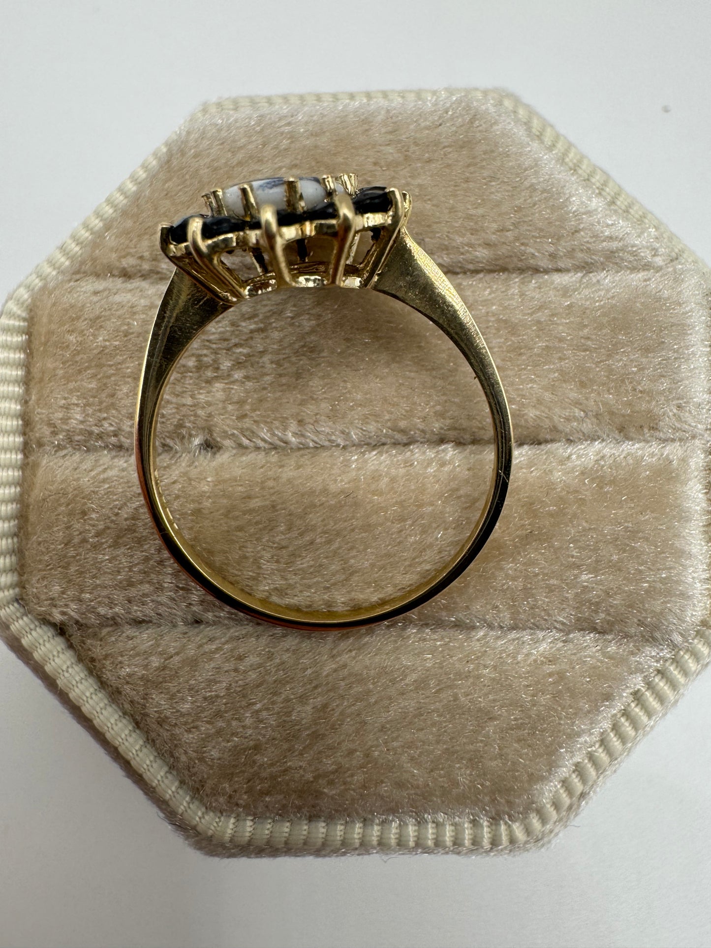 9ct gold Limoges and sapphire ring